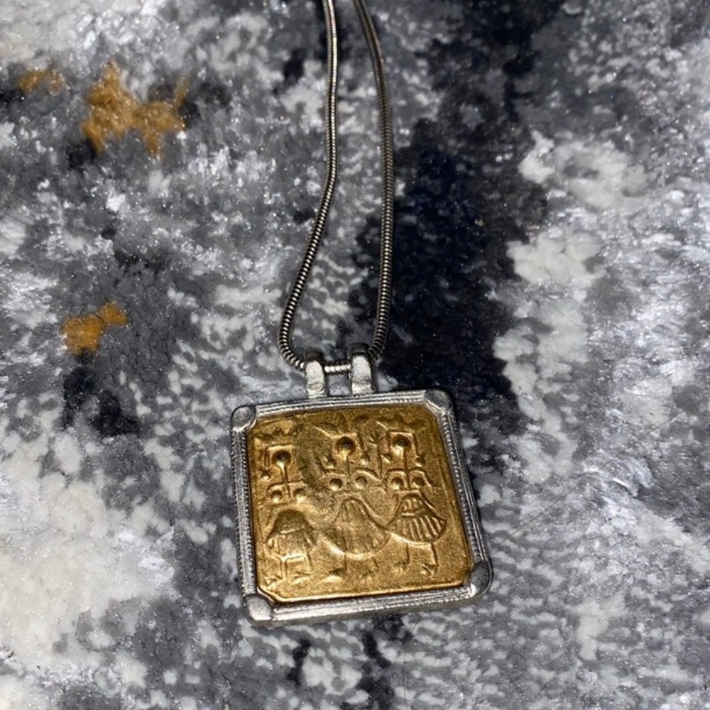 Egyptian Style Chico’s Gold & Silver Colored Metal Necklace & Pendant.